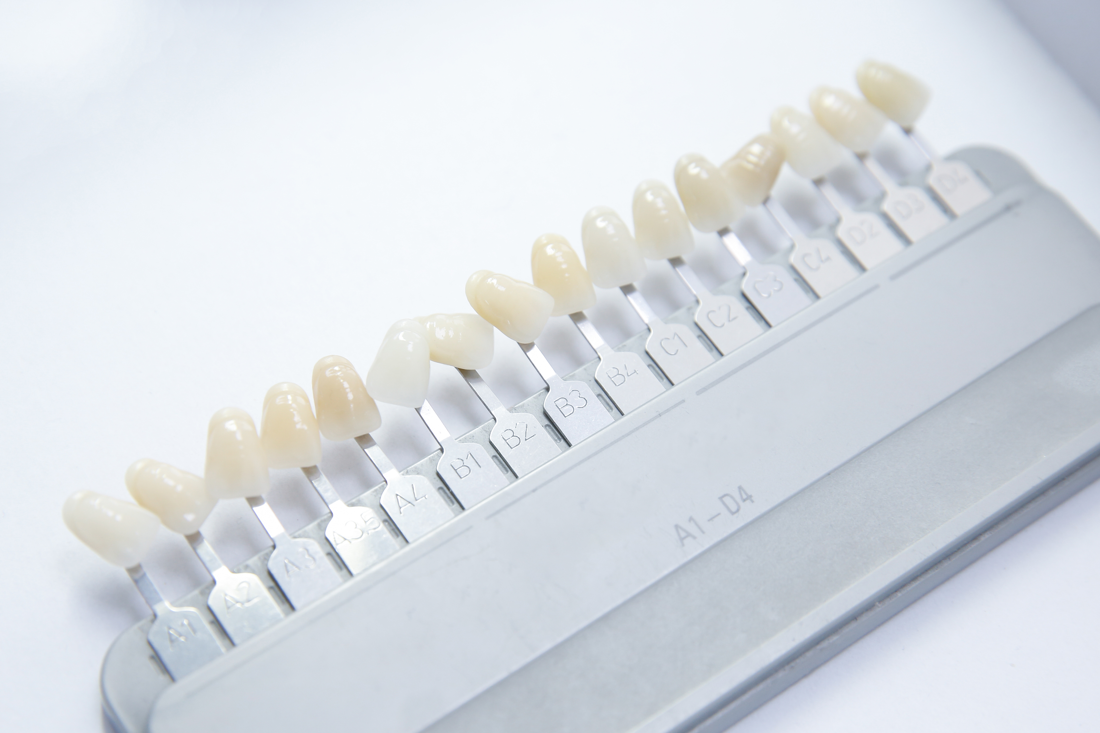 Denture and implant production: false teeth color samples
